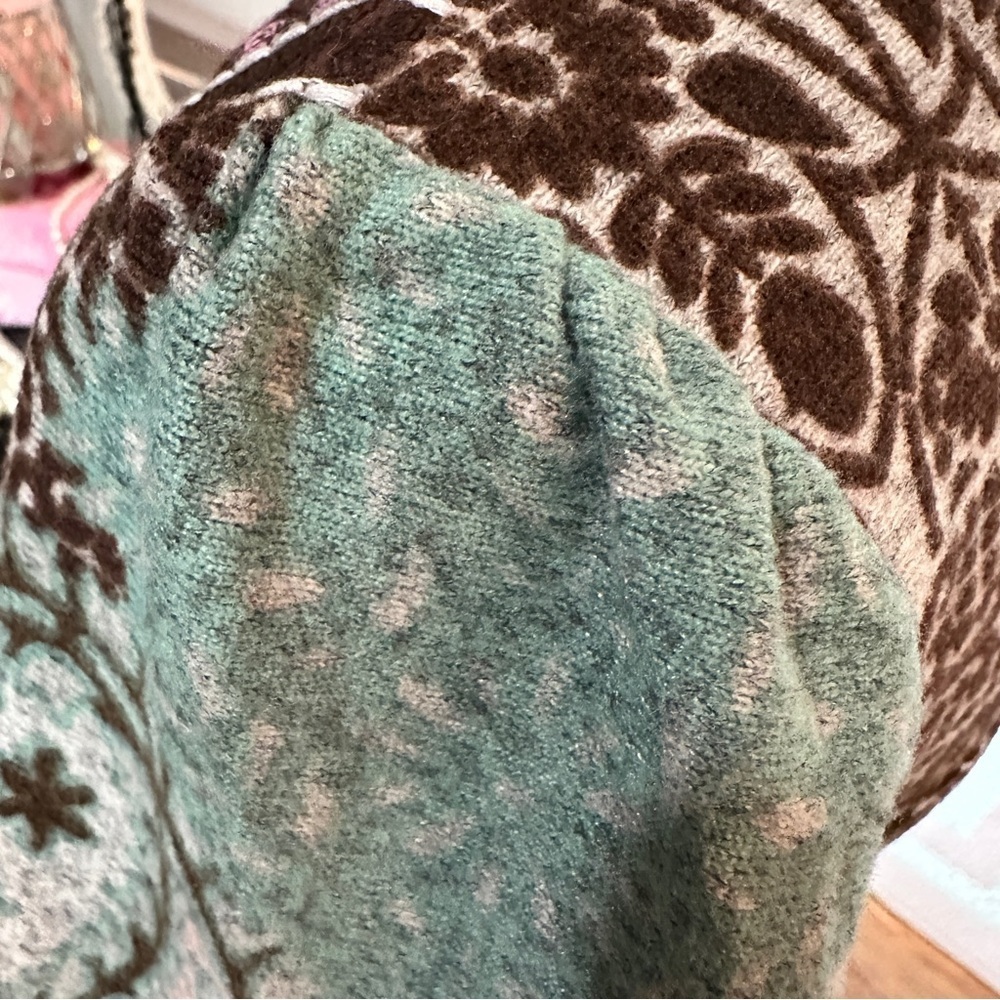 Papillon Boho Paisley Knit Brown Teal Floral Sweater Dress Eclectic Grandpa M - Picture 9 of 16